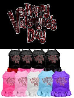 Pet Dog & Cat Dress Rhinestone, "Happy Valentines Day"