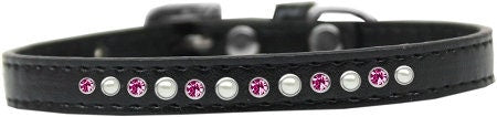 Dog, Puppy and Pet Fashion Collar, "Pearl & Pink Crystals"