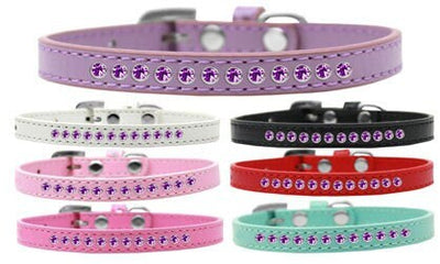 Dog, Puppy & Pet Fashion Collar, "Purple Crystal Rimsets"