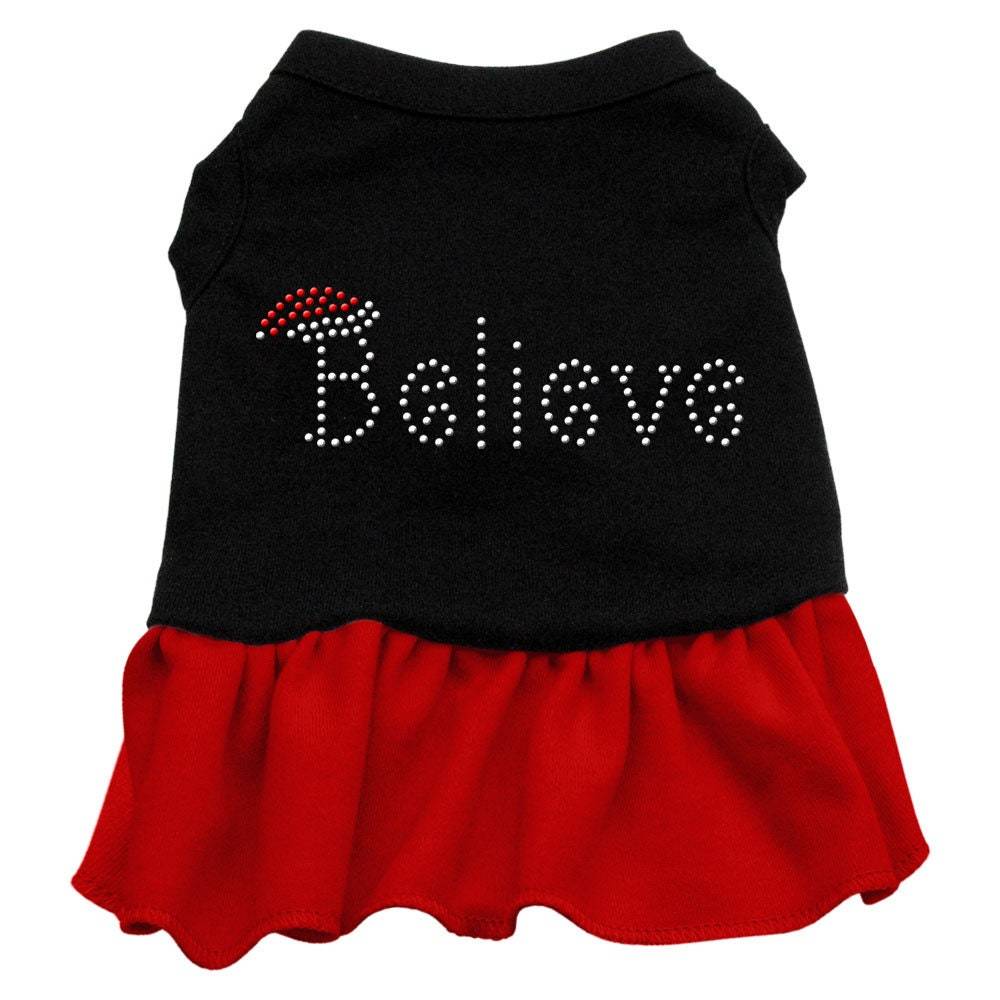 Christmas Pet Dog & Cat Dress Rhinestone, "Believe"