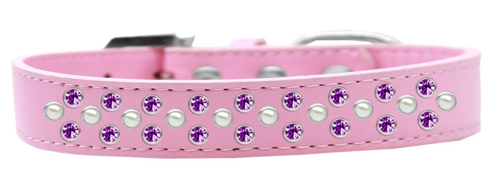 Dog, Puppy & Pet Fashion  Collar, "Pearl and Purple Crystal Rimsets Sprinkles"