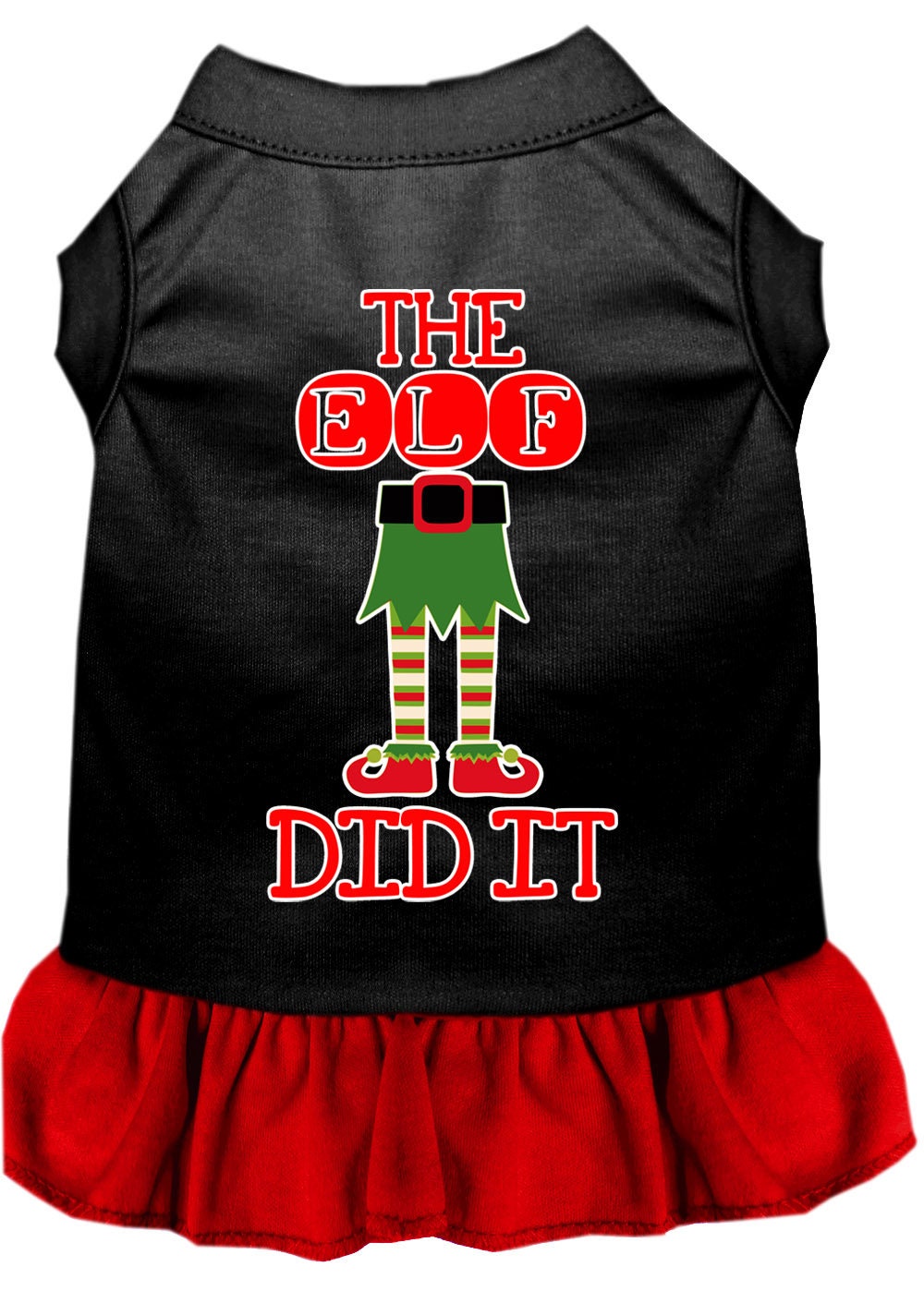 Christmas Pet Dog & Cat Dress Screen Printed, "The Elf Did It"