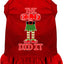 Christmas Pet Dog & Cat Dress Screen Printed, "The Elf Did It"