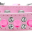 Pet and Dog Spike Collar, "Double Crystal & Bright Pink Spikes"