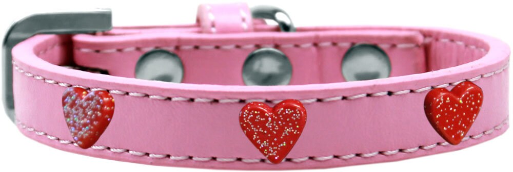 Dog, Puppy & Pet Widget Fashion  Collar, "Red Glitter Heart"