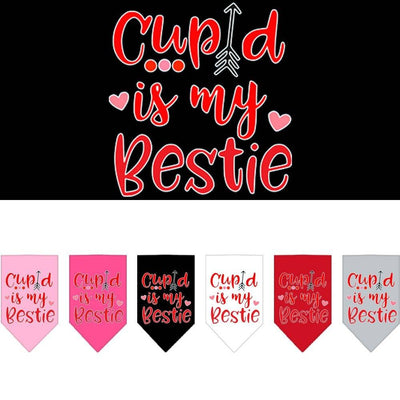 Pet and Dog Bandana Screen Printed, "Cupid Is My Bestie"