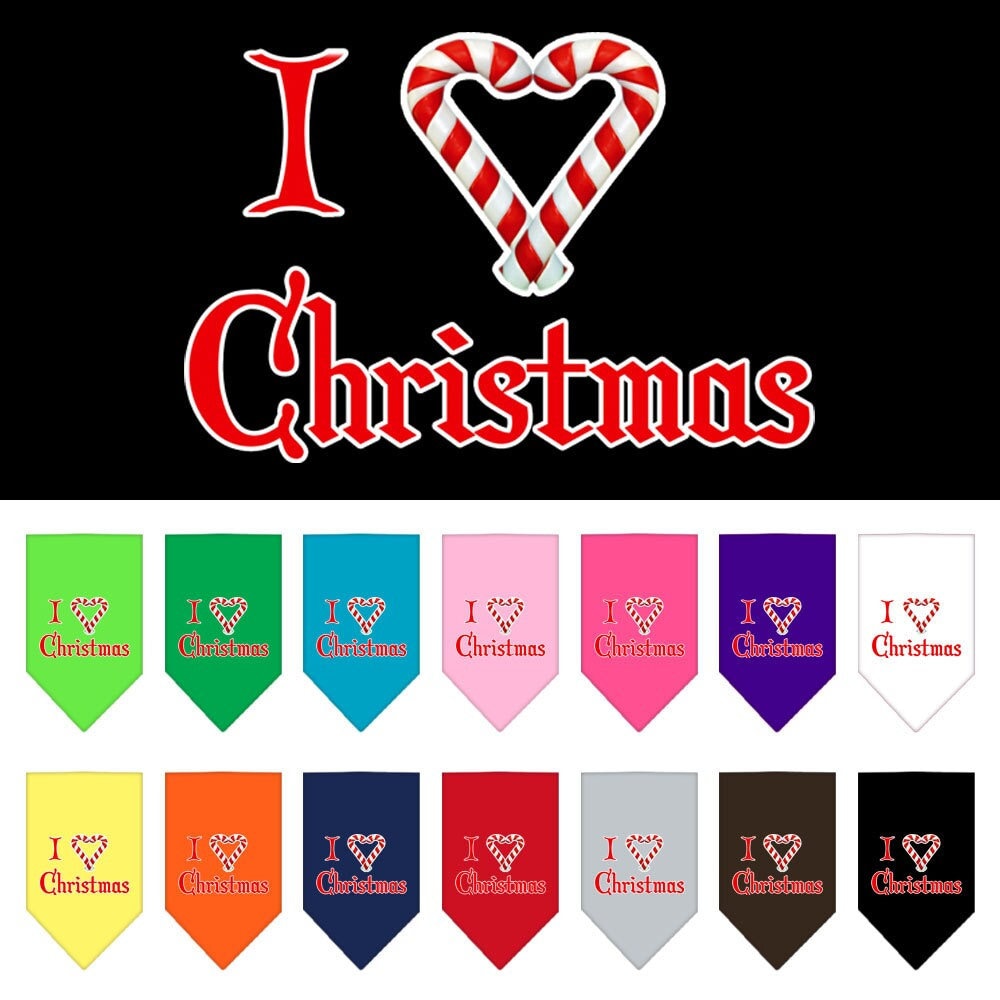 Christmas Pet and Dog Bandana Screen Printed, "I Heart Christmas"