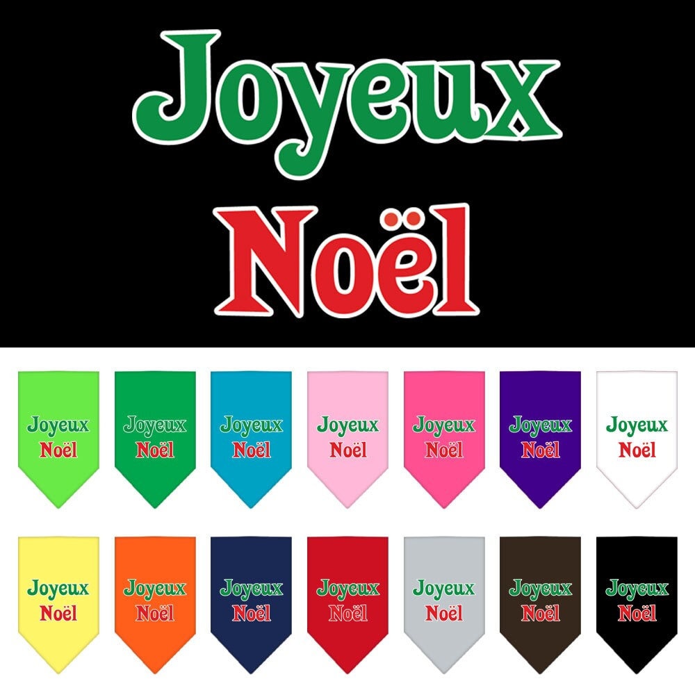 Christmas Pet and Dog Bandana Screen Printed, "Joyeux Noel"