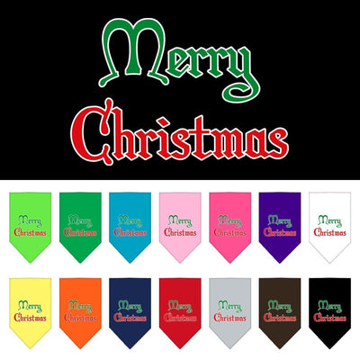 Christmas Pet and Dog Bandana Screen Printed, "Merry Christmas"