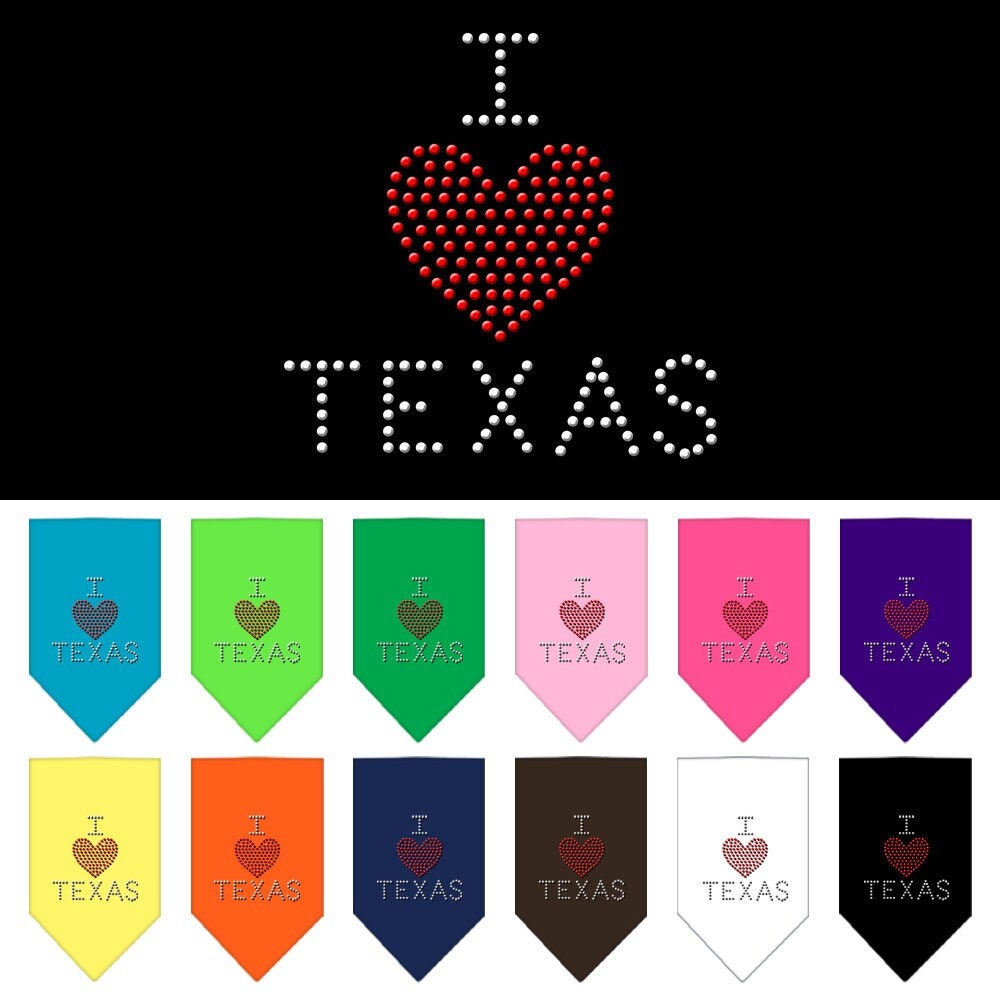 Pet and Dog Bandana Rhinestone, "I Heart Texas"