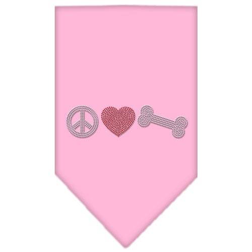 Pet and Dog Bandana Rhinestone, "Peace Love Bone"