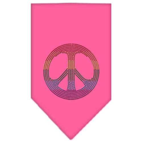 Pet and Dog Bandana Rhinestone, "Rainbow Peace Sign"