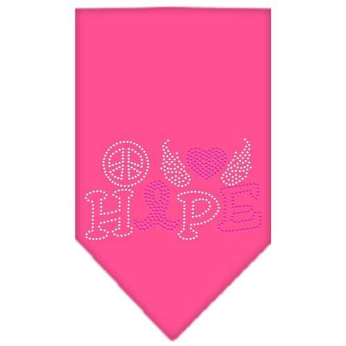 Pet and Dog Bandana Rhinestone, "Peace Love Hope Breast Cancer"