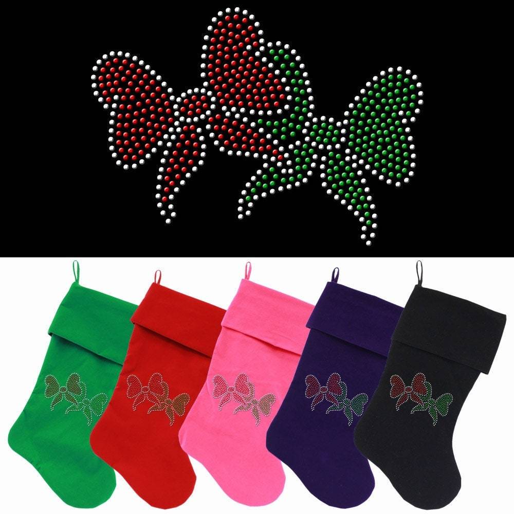 Christmas Stocking Rhinestone, "Christmas Bows"