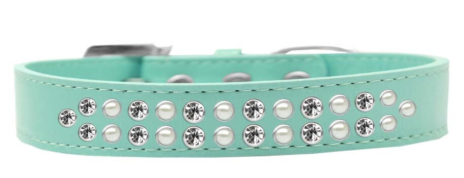 Dog, Puppy & Pet Fashion  Collar, "Two Row Pearl And Clear Crystal Rimsets"