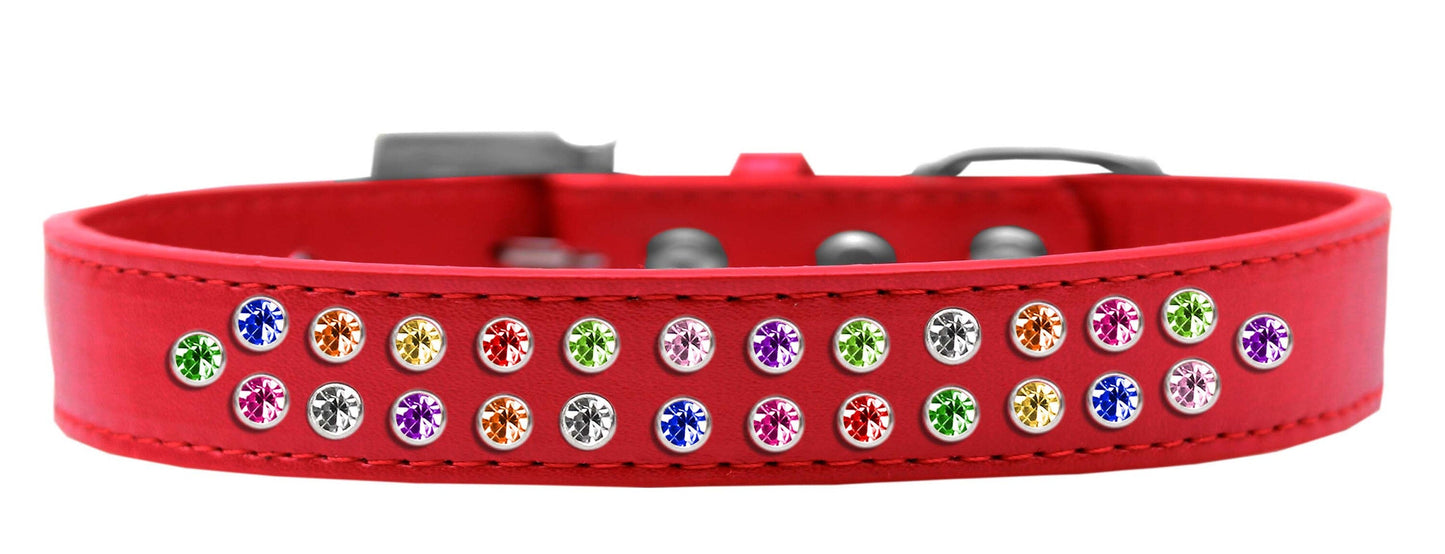 Dog, Puppy & Pet Fashion Collar, "Two Row Confetti Crystal Rimsets"