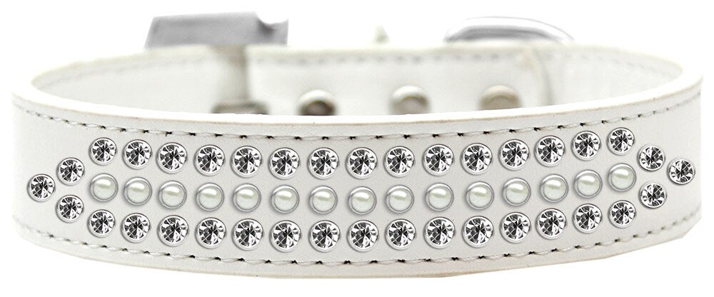 Dog, Puppy and Pet Fashion Collar, "Ritz Pearl & Clear Crystal Rimsets"