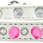 Pet and Dog Spike Collar, "Clear Crystals & Bright Pink Spikes”