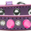 Pet and Dog Spike Collar, "Clear Crystals & Bright Pink Spikes”