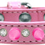 Pet and Dog Spike Collar, "Clear Crystals & Bright Pink Spikes”