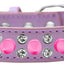 Pet and Dog Spike Collar, "Double Crystal & Bright Pink Spikes"