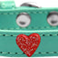 Dog, Puppy & Pet Widget Fashion  Collar, "Red Glitter Heart"