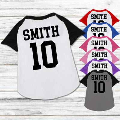 Pet Dog and Cat Raglan Baseball Team Shirt, "Custom Names & Numbers"