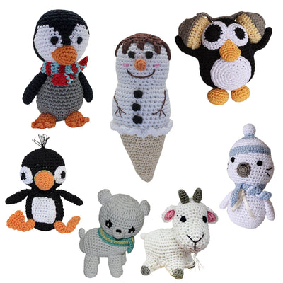 Knit Knacks Organic Cotton Pet & Dog Toys, "Winter Friends Group" (Choose from 7 options!)