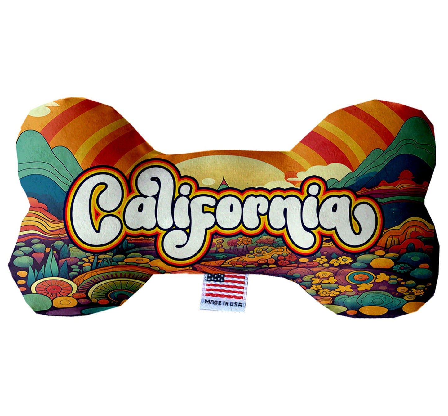 Pet & Dog Plush Bone Toys, "California Mountains" (Set 2 of 3 California State Toy Options, available in different pattern options!)