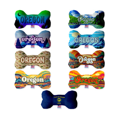 Pet & Dog Plush Bone Toys, "Oregon Mountains" (Set 1 of 2 Oregon  State Toy Options, available in different pattern options!)