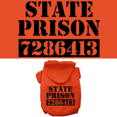 Halloween Pet, Dog & Cat Hoodie Screen Printed, "Inmate Costume"