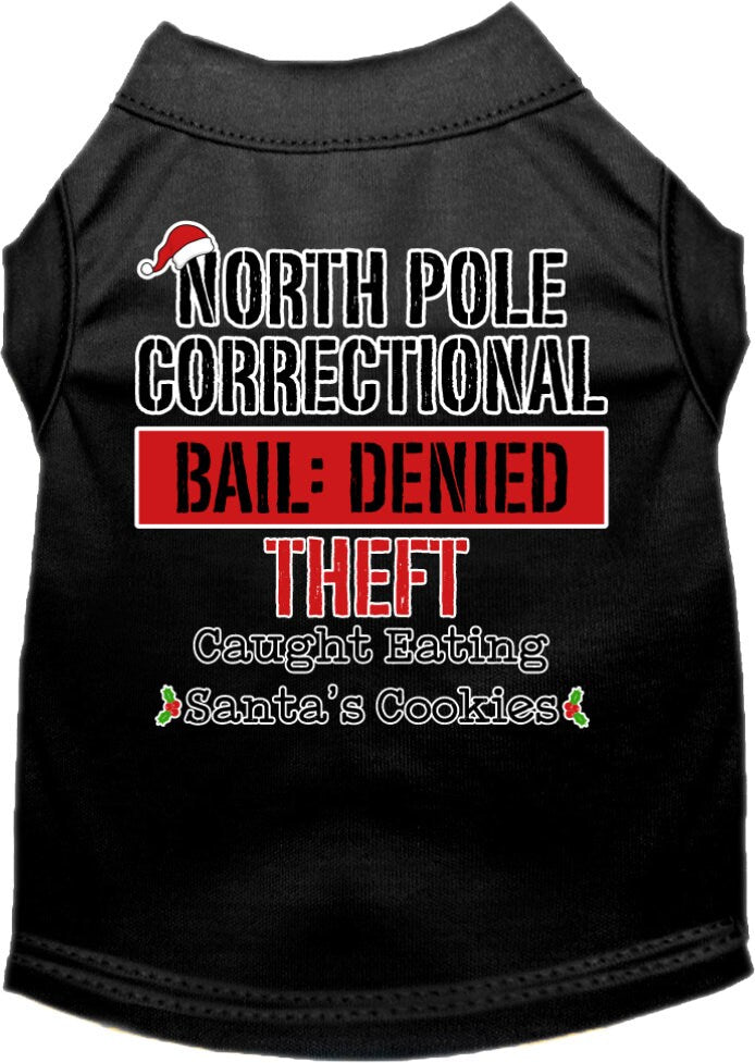 Christmas Pet Dog & Cat Shirt Screen Printed, "North Pole Correctional"