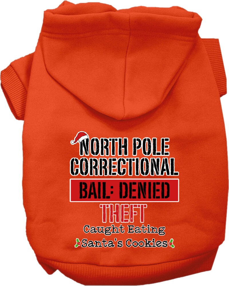 Christmas Pet, Dog & Cat Hoodie Screen Printed, "North Pole Correctional"