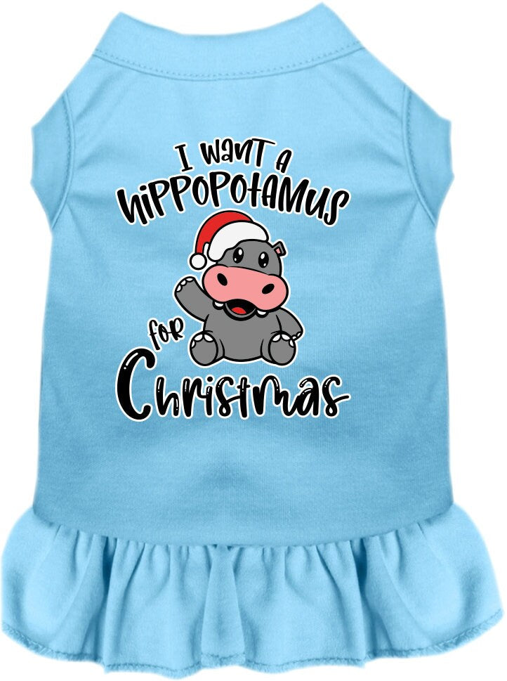 Christmas Pet, Dog and Cat Dress Screen Printed, "I Want A Hippopotamus For Christmas"