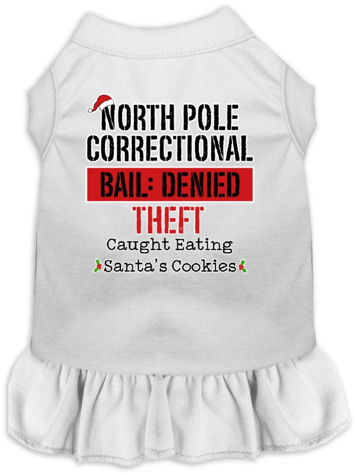 Christmas Pet, Dog and Cat Dress Screen Printed, "North Pole Correctional"