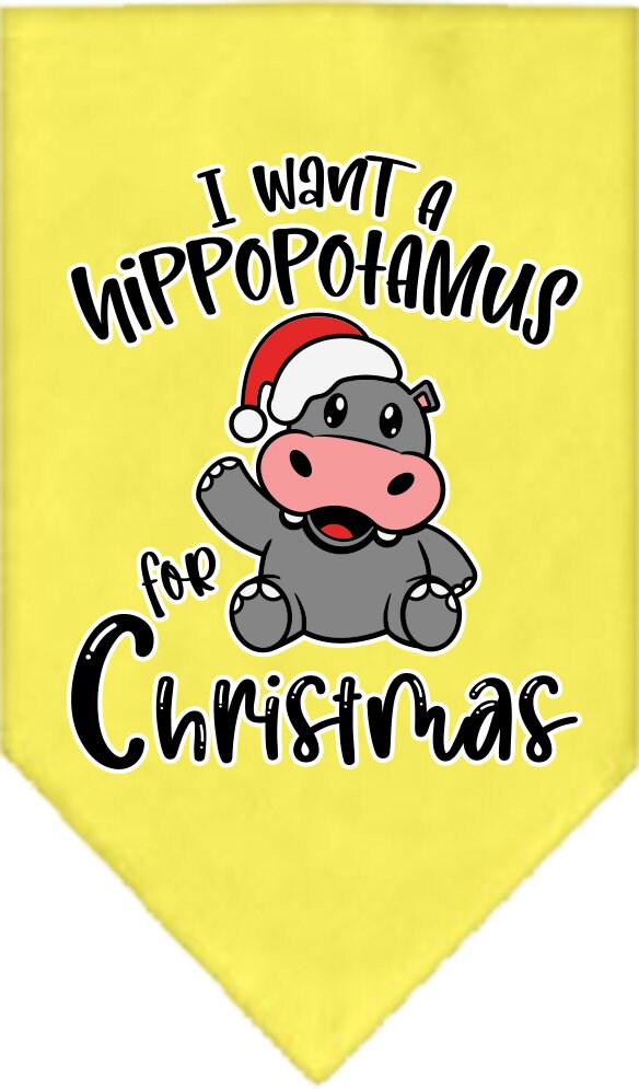 Christmas Pet and Dog Bandana Screen Printed, "I Want A Hippopotamus For Christmas"