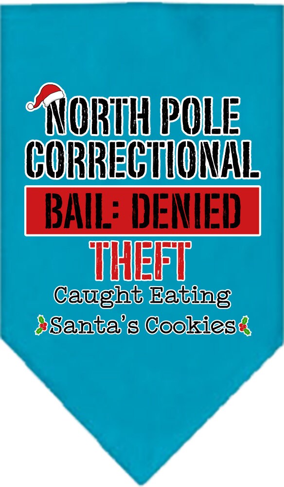 Christmas Pet and Dog Bandana Screen Printed, "North Pole Correctional"