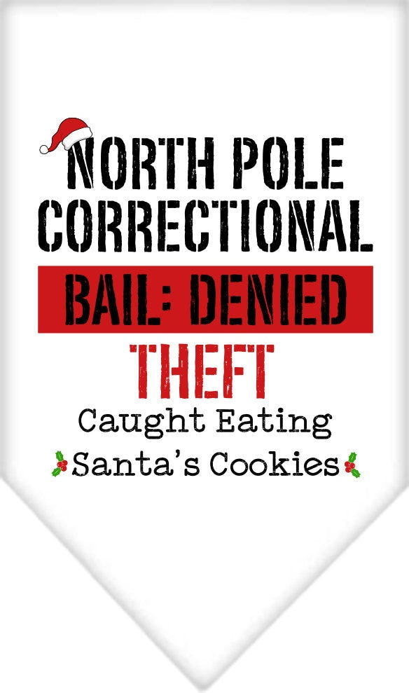 Christmas Pet and Dog Bandana Screen Printed, "North Pole Correctional"