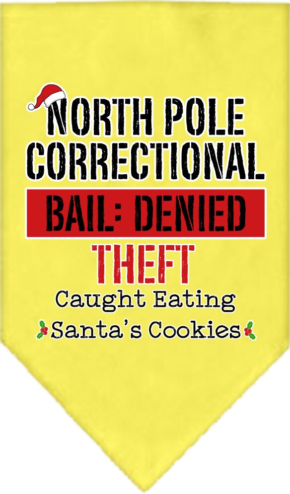 Christmas Pet and Dog Bandana Screen Printed, "North Pole Correctional"