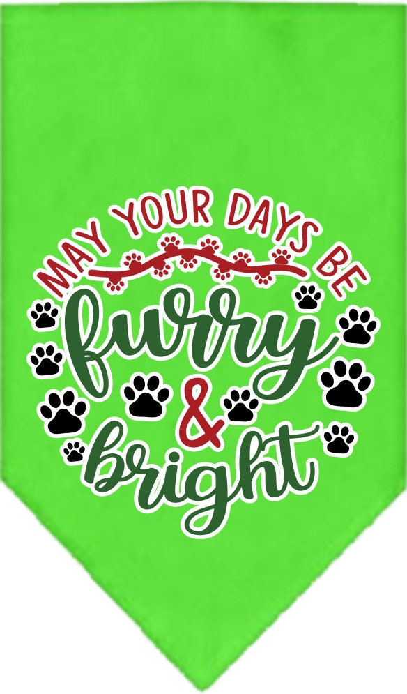 Christmas Pet and Dog Bandana Screen Printed, "Furry & Bright"