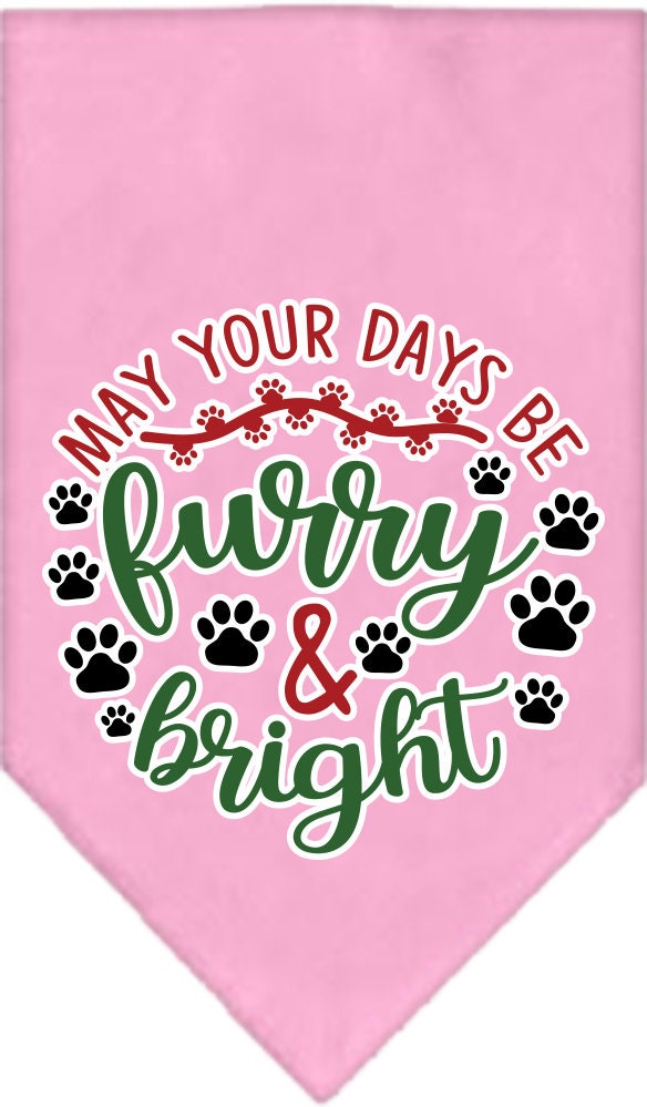 Christmas Pet and Dog Bandana Screen Printed, "Furry & Bright"