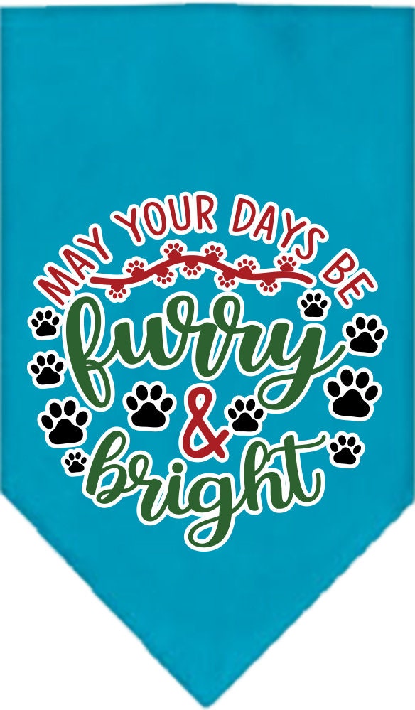 Christmas Pet and Dog Bandana Screen Printed, "Furry & Bright"