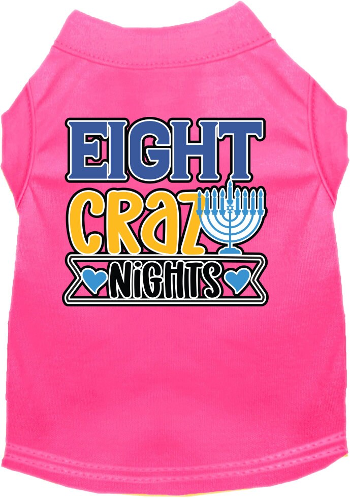 Hanukkah Pet Dog and Cat Shirt Screen Printed, "Eight Crazy Nights"