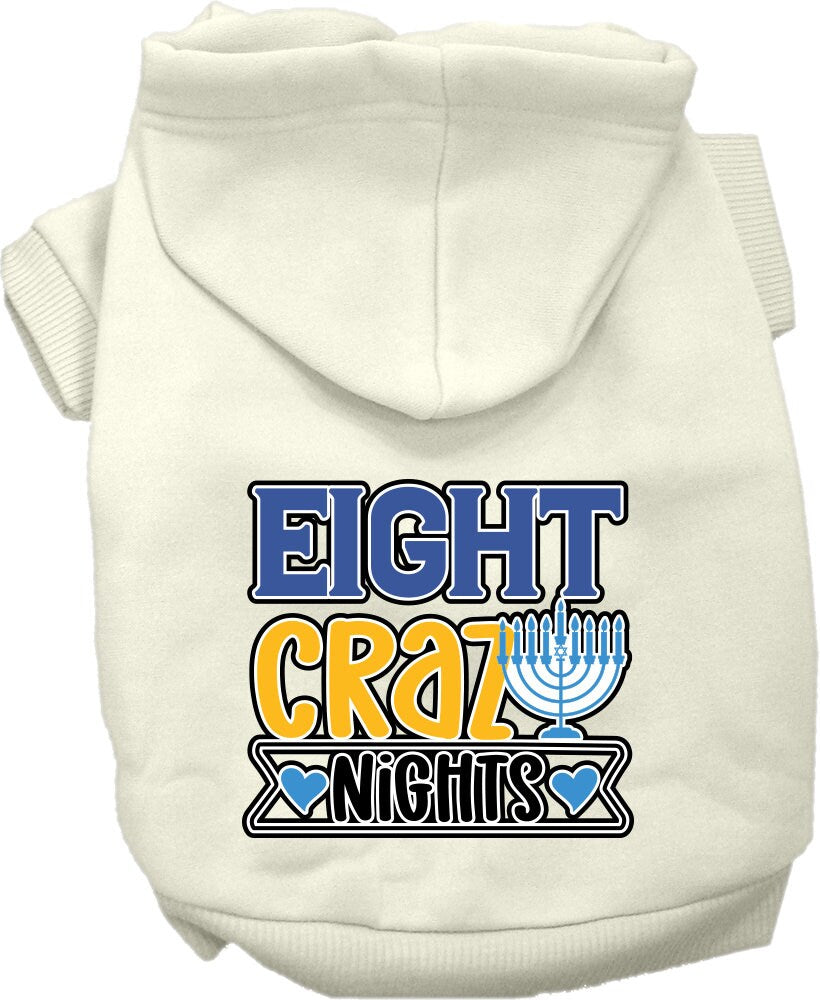 Hanukkah Pet, Dog and Cat Hoodie Screen Printed, "Eight Crazy Nights"