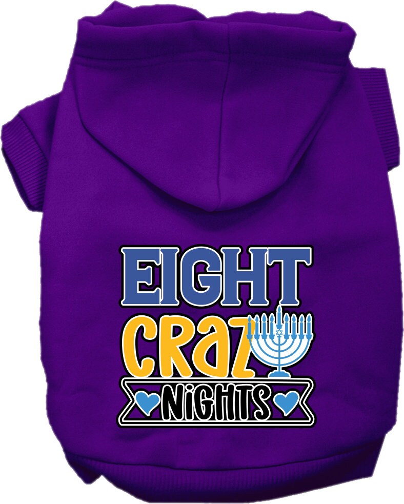 Hanukkah Pet, Dog and Cat Hoodie Screen Printed, "Eight Crazy Nights"