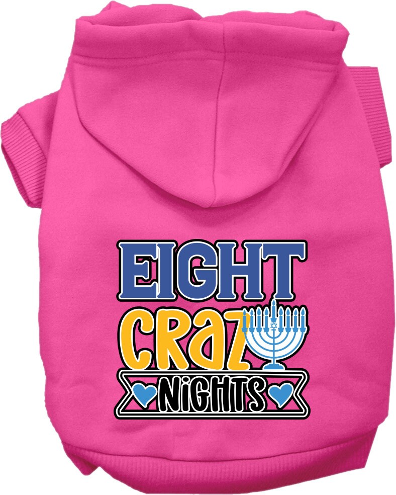 Hanukkah Pet, Dog and Cat Hoodie Screen Printed, "Eight Crazy Nights"