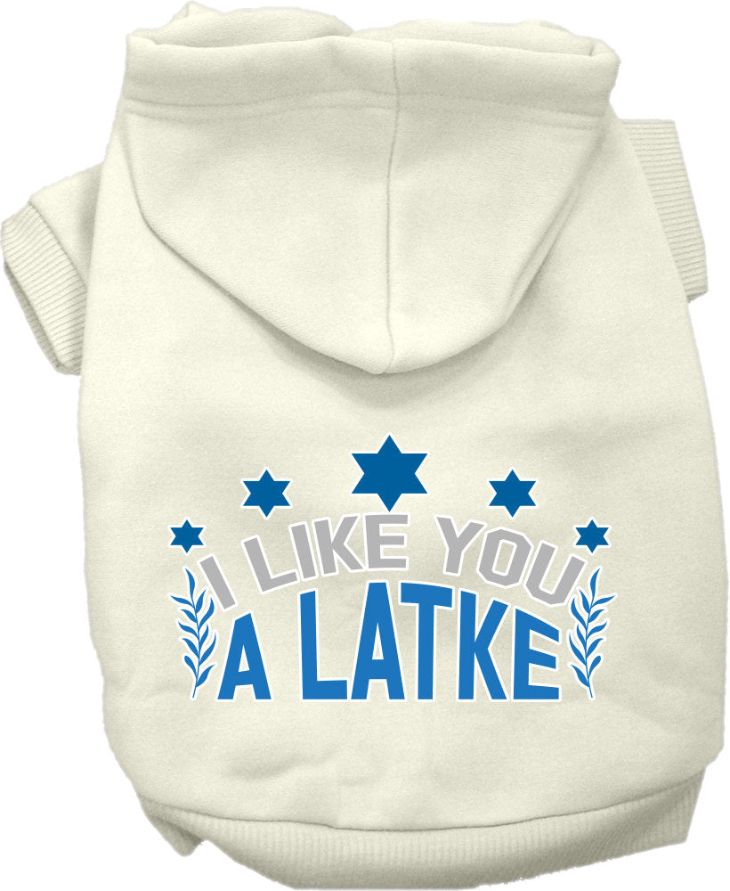 Hanukkah Pet, Dog and Cat Hoodie Screen Printed, "I Like You A Latke"