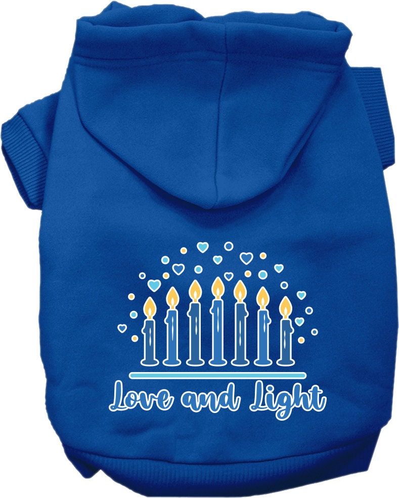 Hanukkah Pet, Dog and Cat Hoodie Screen Printed, "Love and Light"