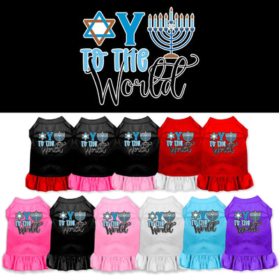 Hanukkah Pet, Dog and Cat Dress Screen Printed, "Oy To The World"