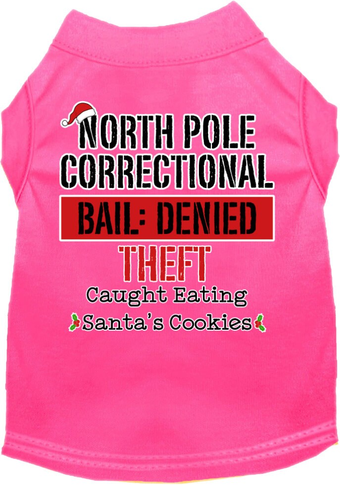 Christmas Pet Dog & Cat Shirt Screen Printed, "North Pole Correctional"